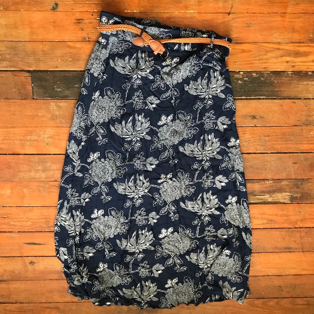 ModCloth Sunny Girl Blue Floral Maxi Skirt sz XL